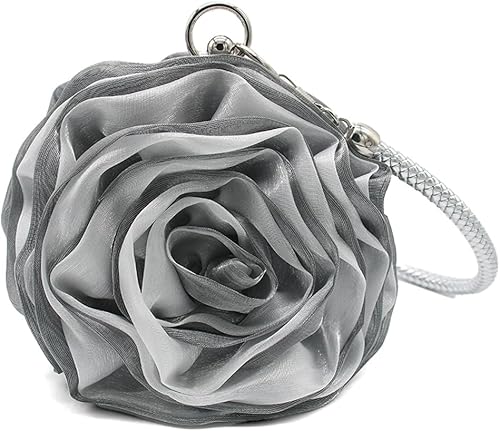 Bolso de noche en forma de rosa, bolso de mano de satén suave, bolso de mano floral para mujer, bolso de fiesta de boda