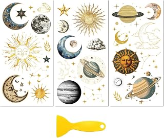Peacoblue Rub on Transfer Decal Sticker for Furniture Craft Decor 6"x12" Retro Universe Galaxy, 3Pcs Waterproof UV DTF Transfer for Drawer Dresser Glass Porcelain Wood Plastic