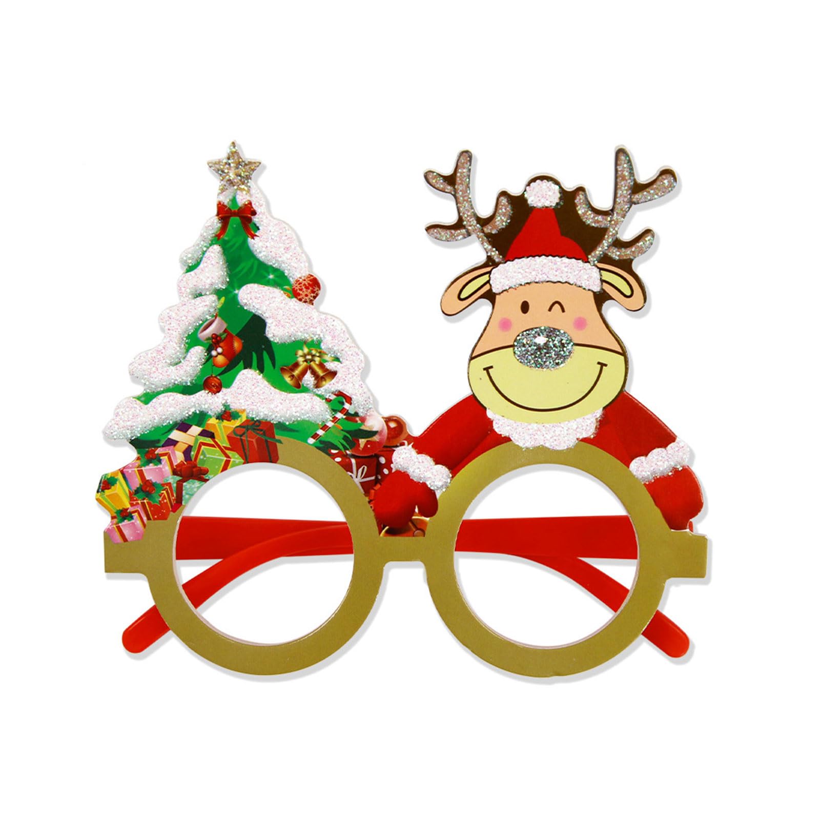 Tsophreniq Christmas Decorations 2024 Glasses Frame Santa Snowman Eyeglasses Adult Kids Christmas Props Gift New Year Party Supply Cartoon Santa Glasses