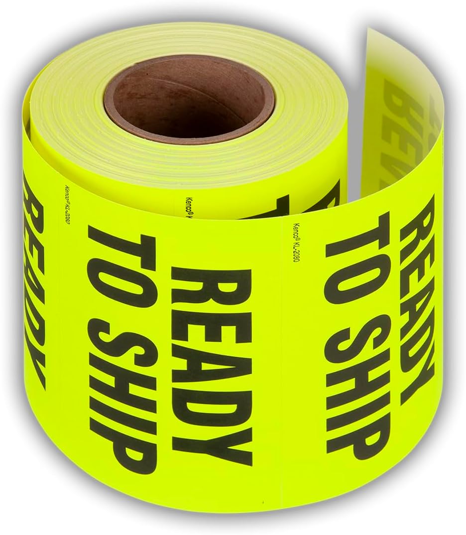 Kenco 3" X 5" Ready to Ship Fluorescent Shipping Label Stickers for Shipping and Packing - 500 Adhesive Labels Per Roll (5 Pack)
