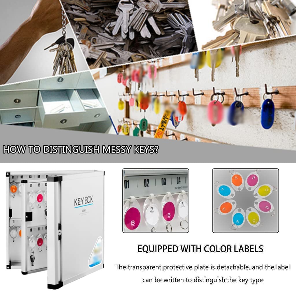 Boîte à clés murale de grande capacité 212 clés en alliage d'aluminium pour rangement de clés à la maison et au bureau - Solution de gestion sécurisée des clés