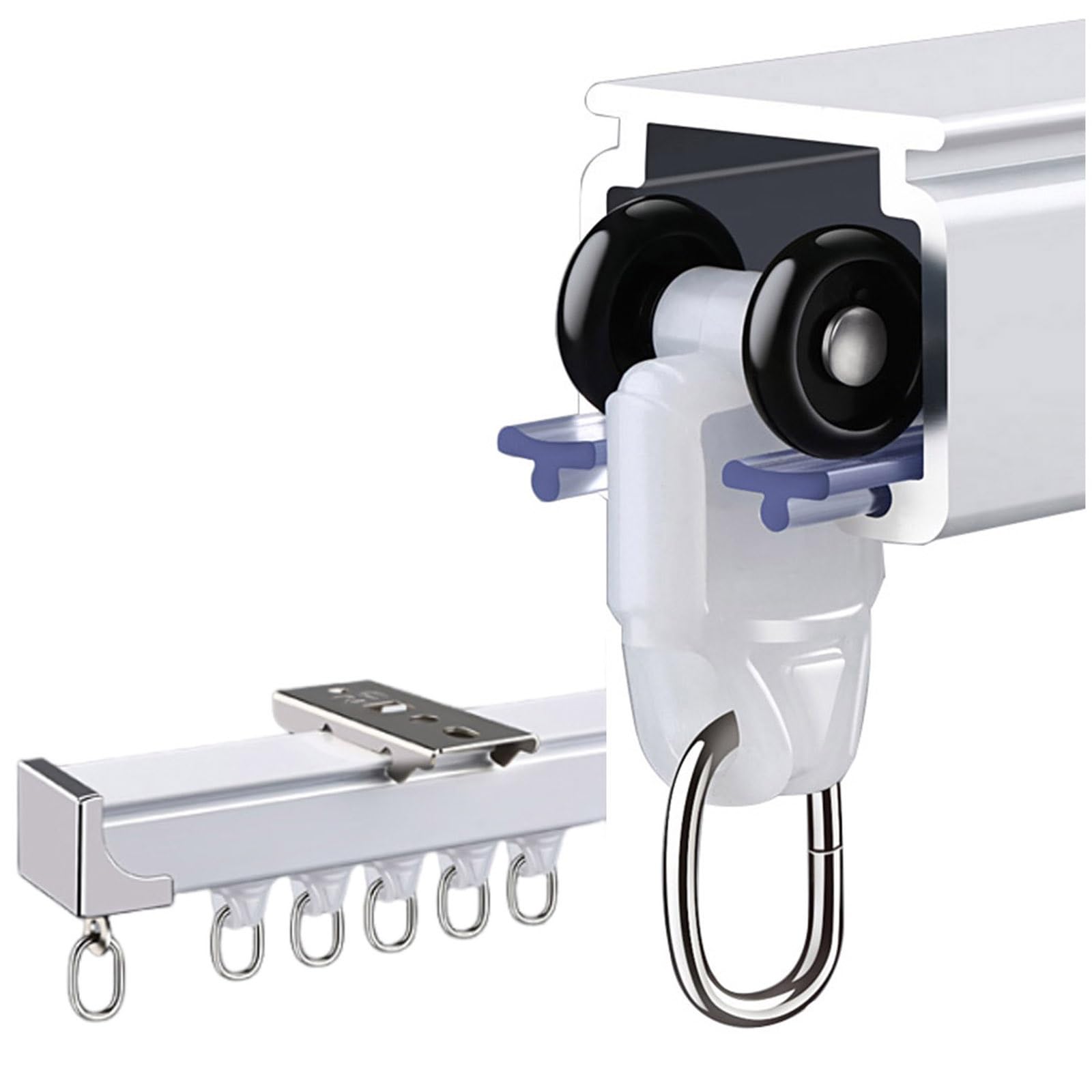 GLDYTVF Aluminum Curtain Track System with Silent Rollers - Durable Ceiling or Room Divider Solution for Smooth Operation and Easy Installation