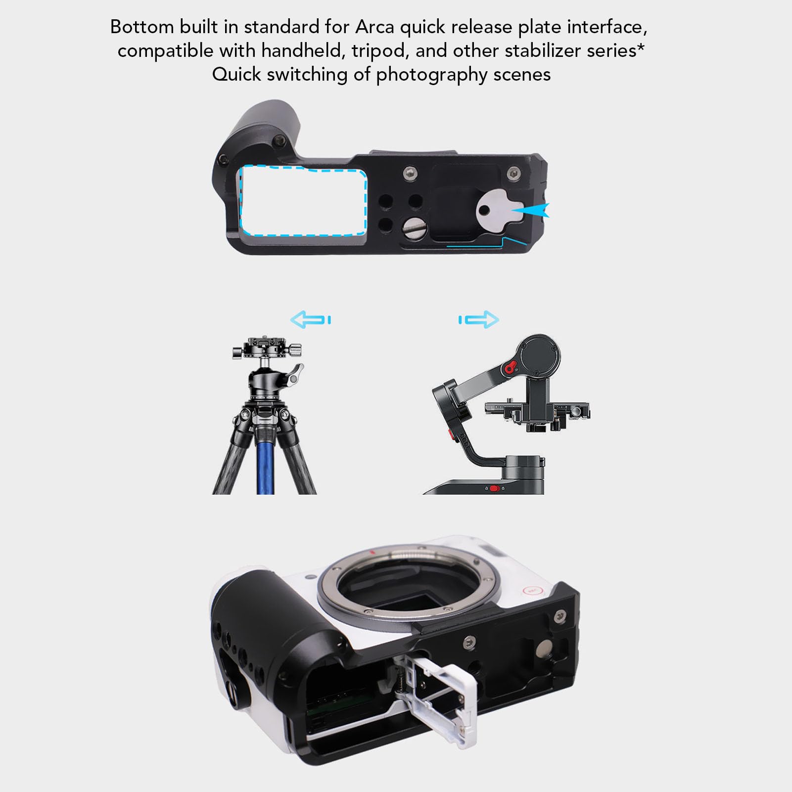 Generic Staffa a L per Fotocamera Impugnatura Affidabile per Fotocamera R50V Fissaggio Semplice e di Fissaggio Sicuro per Riprese in Esterni