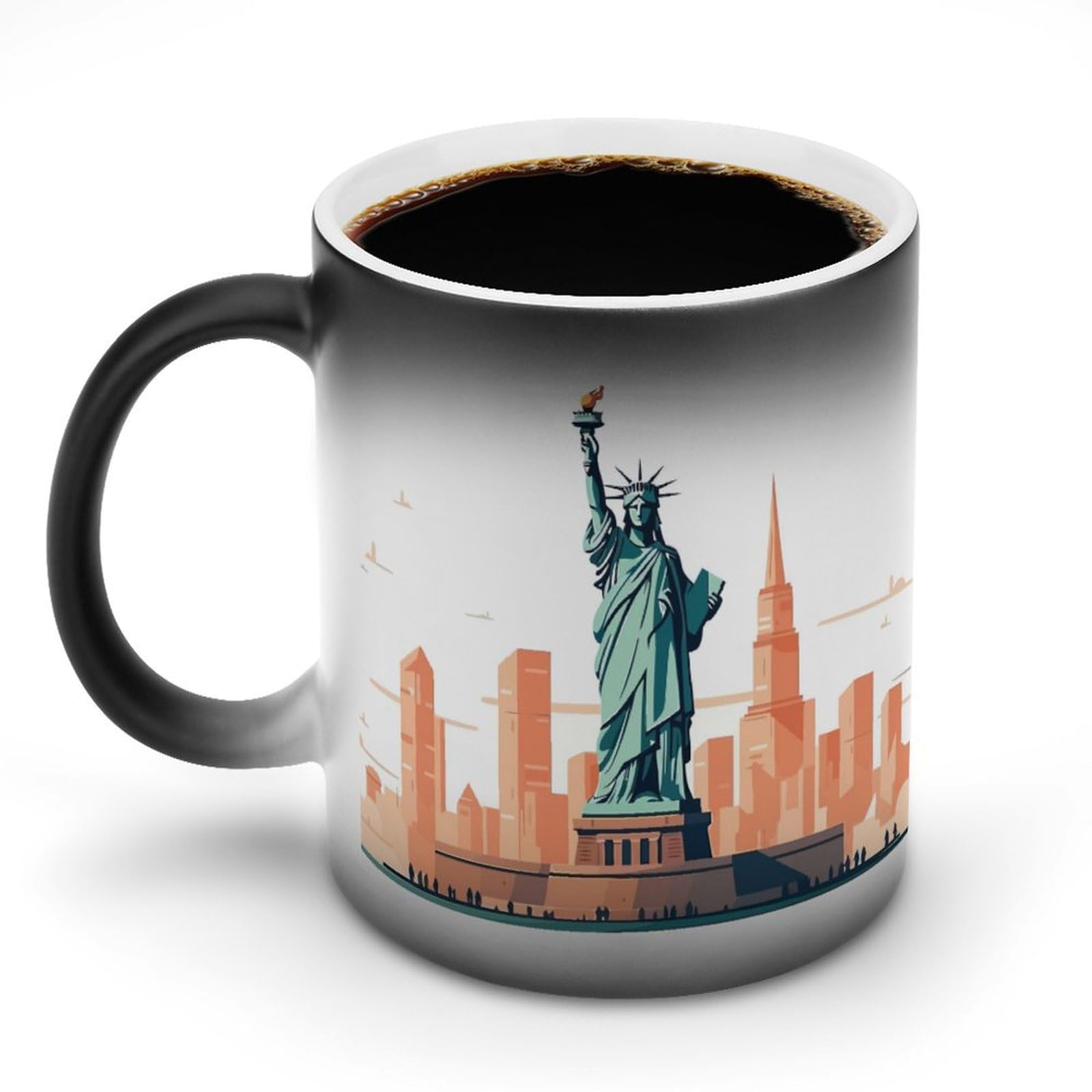 Magic Color-Changing Mug, Lead-Free Ceramic - Fade-Resistant Print, Anti-Tip Grip - Perfect for Home/Office/Café, Great Gift for Birthdays/Valentine’s Day Statue of Liberty Pattern