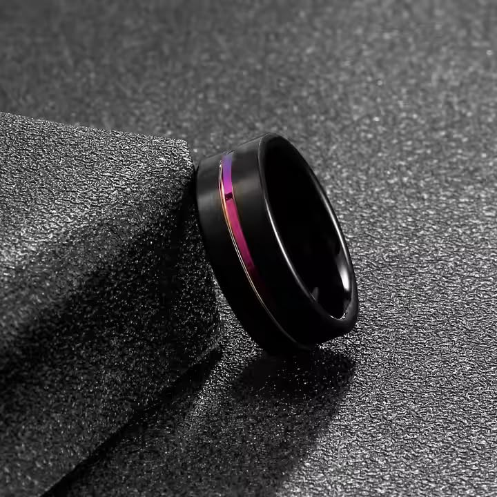 Image of Fashion Frill Electric Colourful Line Ring For Women And Men Stainless Steel Ring For Women And Men Gift For Him Her