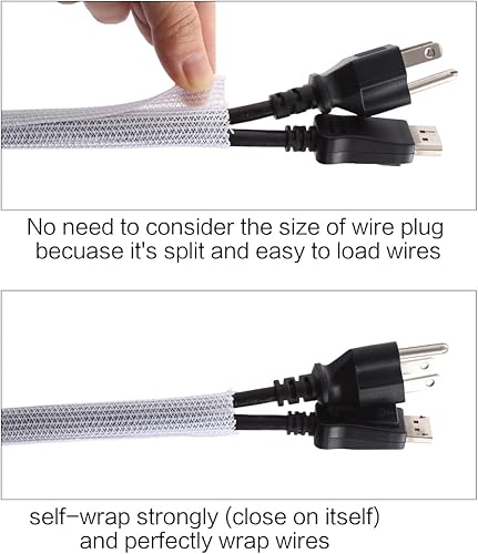 Miniatura 2 de Keco Funda protectora de cable de 10 pies a 1 pulgada, funda de cable dividida para TV, computadora, automóvil, oficina, entretenimiento en el