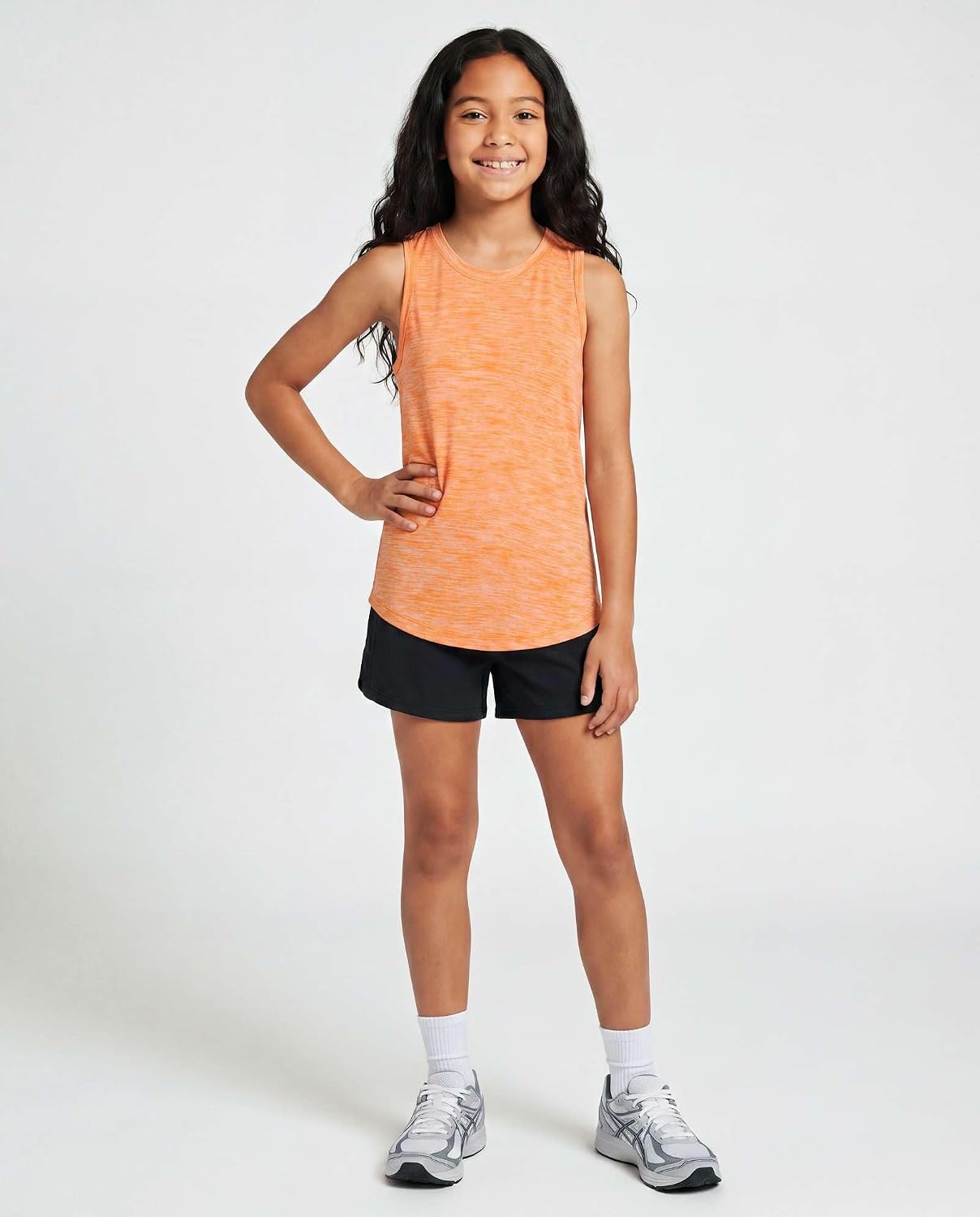 Real Essentials 4 Pack: Girls' Dry-Fit Active Tank Top - Gym Running Workout Athletic Shirt for Kids Teens Youth