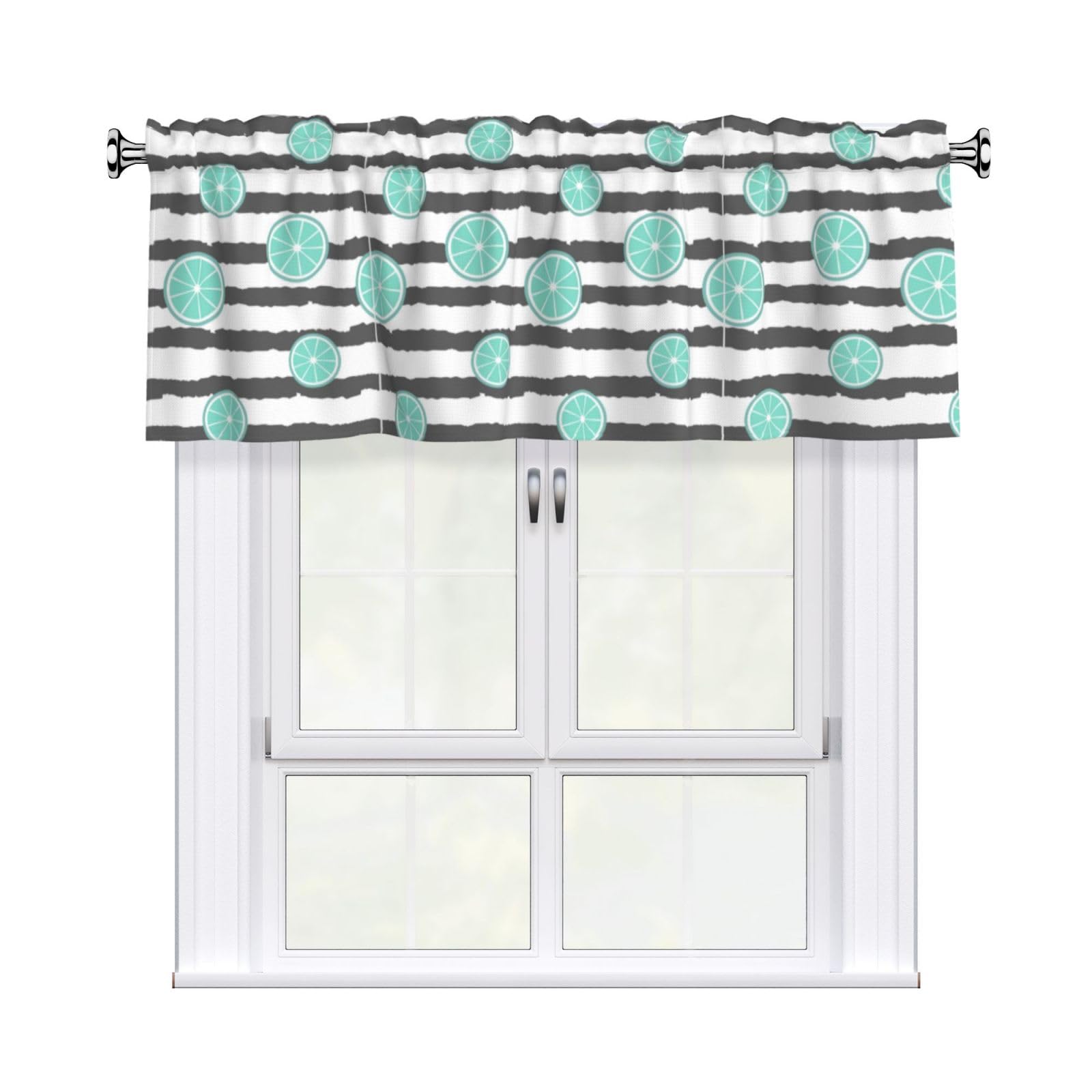 Noble Ren Lemon Slices Short Curtain Valance 54x18in For Kitchen Bathroom Cafe Living Room Decoration