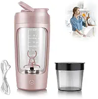 Garrafa elétrica de shaker de proteína, sem BPA, garrafas de liquidificador, misturador portátil de vórtice recarregável de 650 ml, copo de agitação automática, caneca de mistura para café (Rosa)
