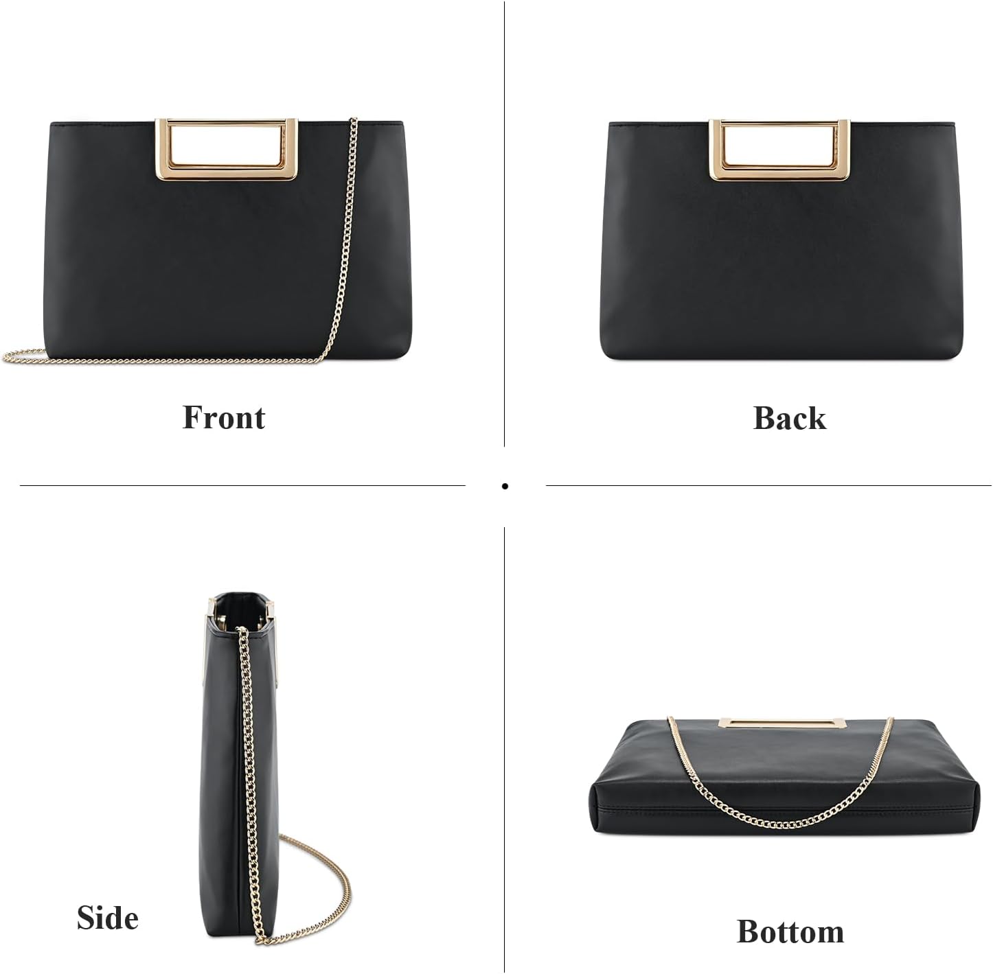 Clutch Purses for Women, Dressy Evening Crossbody Bag, Ladies Vegan Leather Wedding Party Shoulder Handbag - Image 4