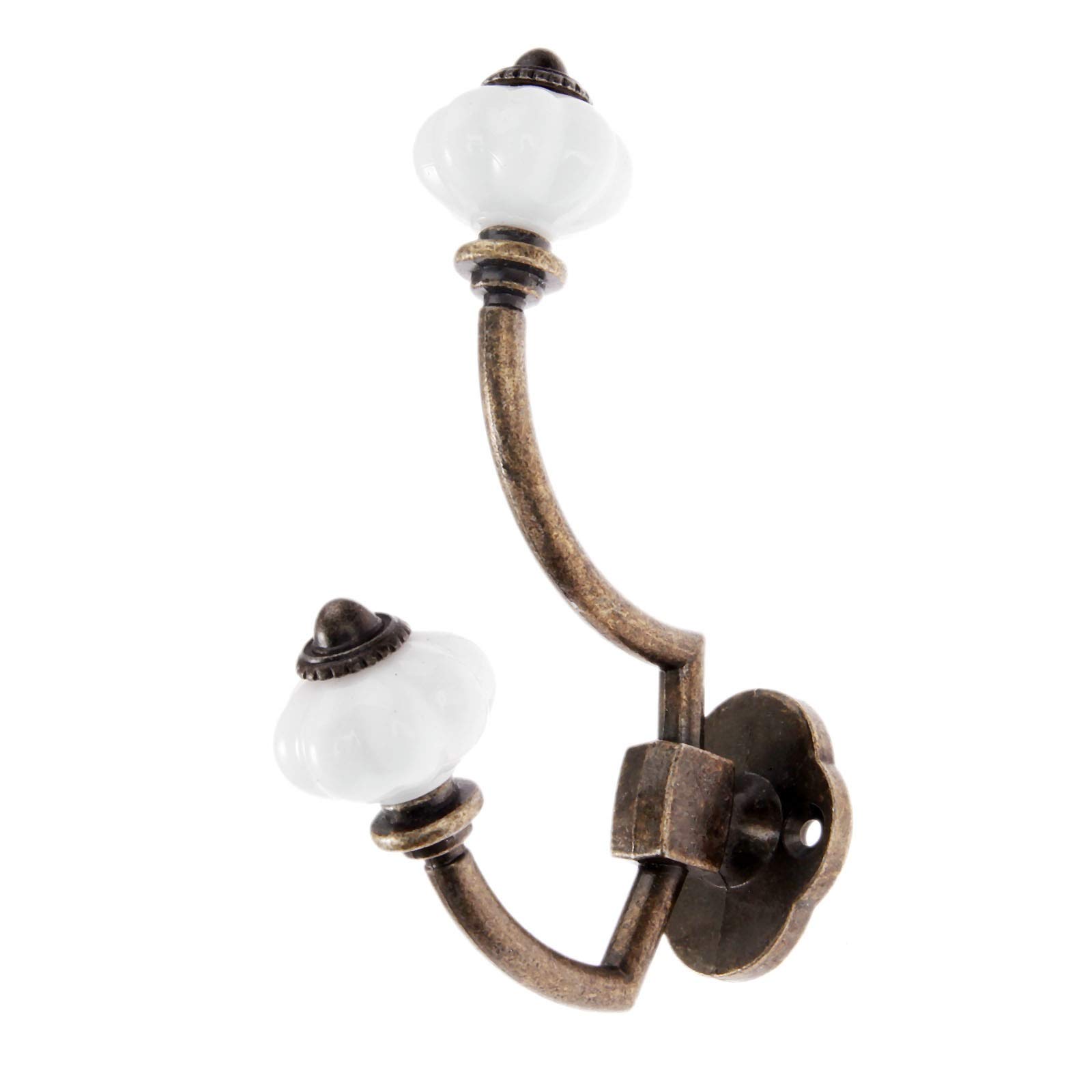 DUO ERAntique Bronze Double Hook Wall Hanger with Screws Acrylic Grip Europe Style Retro Hanging Hat Coat Bathroom Kitchen 12595mm