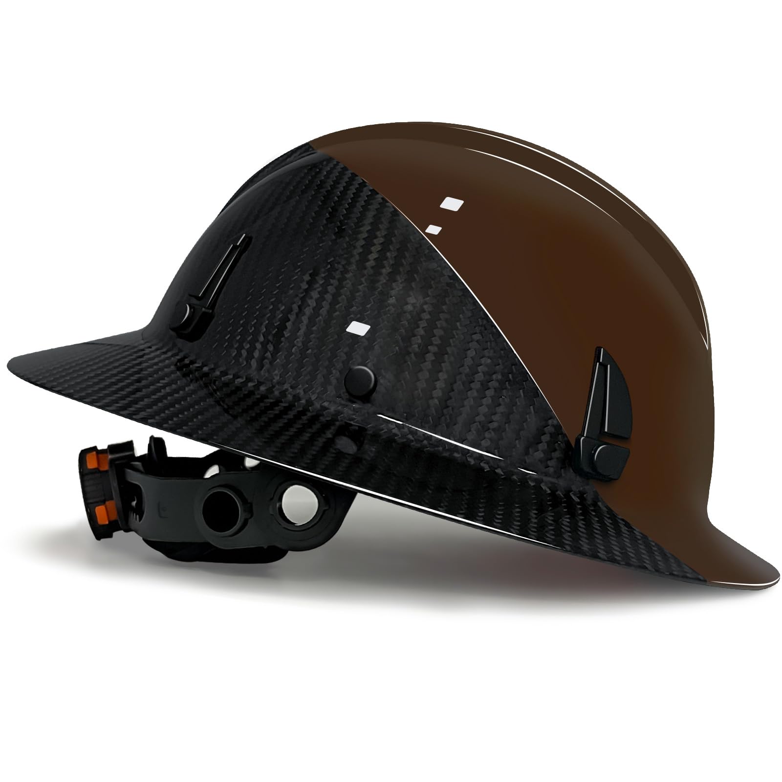 SAFEBUILDER Carbon Fiber Full Brim Hard Hats Made of Carbon Fiber Safety Helmet 6-Point Suspension ANSI Certified for Construction, Industrial, Outdoor Work