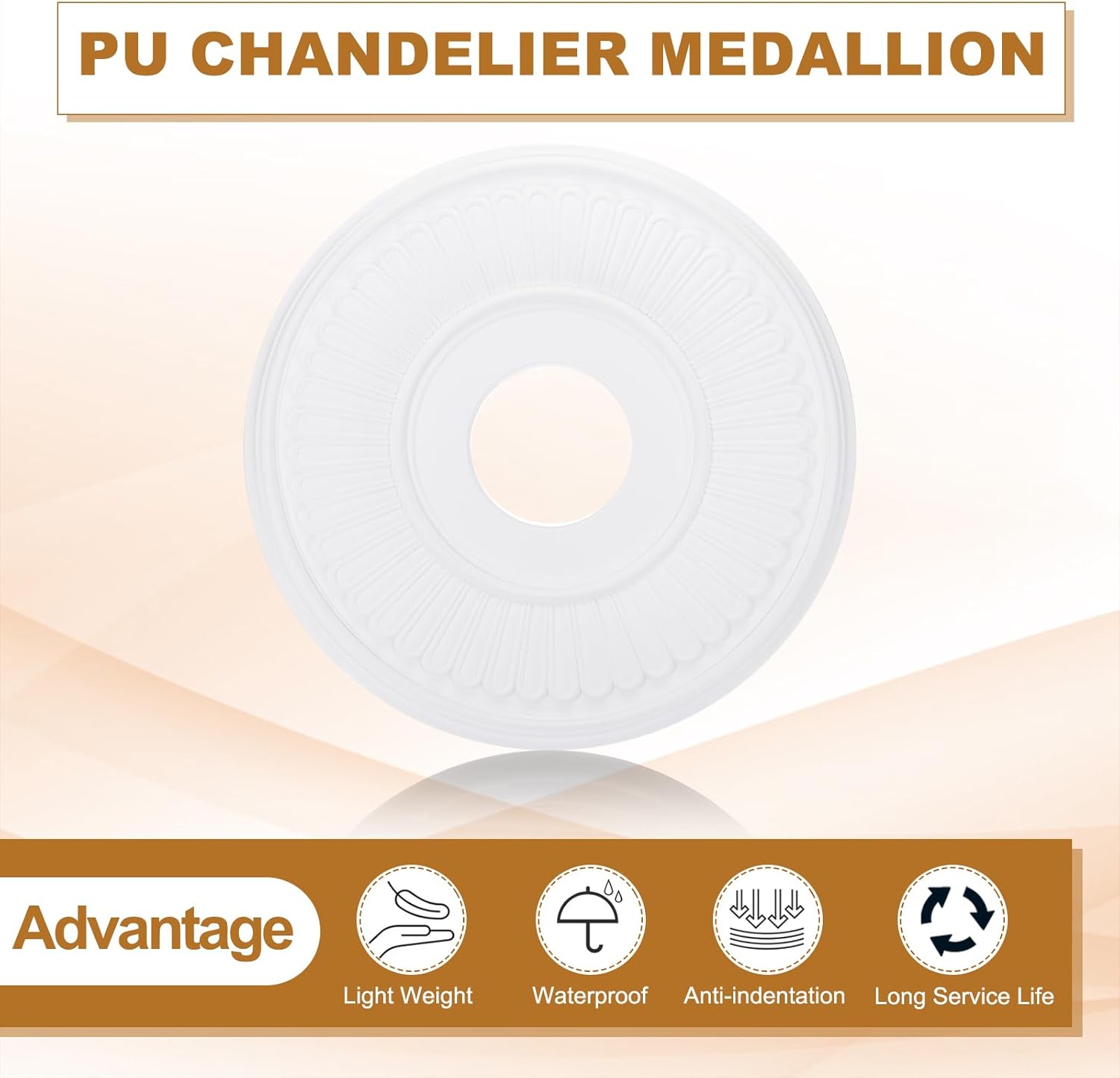 PATIKIL Ceiling Medallion, 13" OD x 3.43" ID PU Decorative Ceiling Light Medallion Chandelier Medallion Traditional Ceiling Light Cover Plate for Ceiling Light Fixtures Fans, White