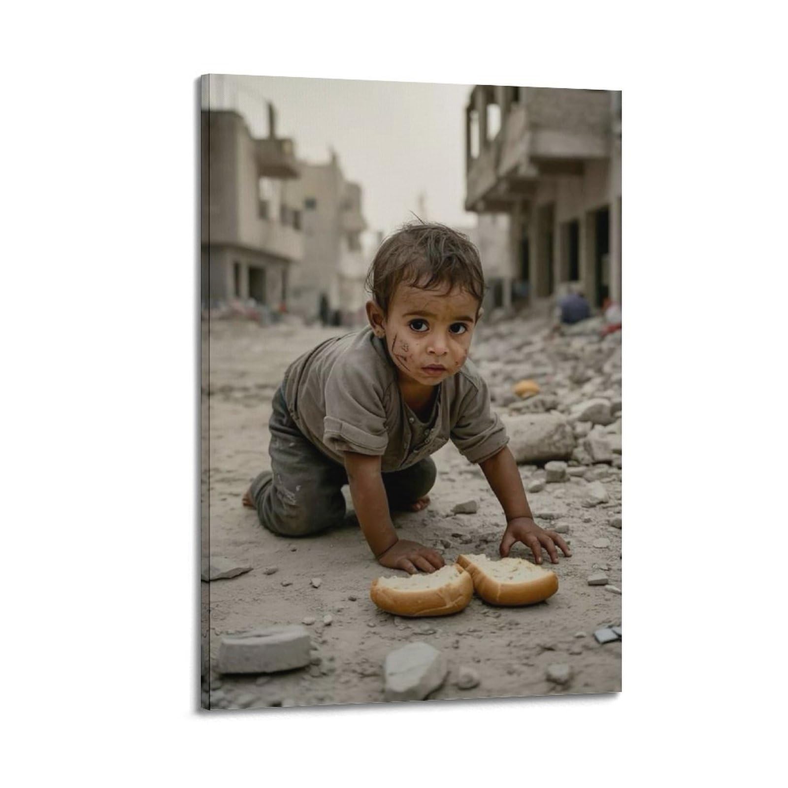 XKUGA World Peace Anti War Poster Palestine Gaza Child Refugees Modern Decorative Canvas Prints - Ideal Wall Art for Family, Man Cave, Game Room, Boys & Girls Bedroom 24x36inch(60x90cm)