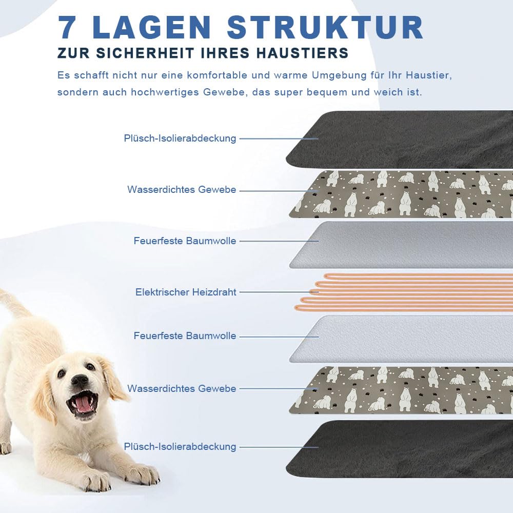 Coperta Elettrica Per Cani E Gatti - Tappetino Riscaldante 45x45cm, 9 Livelli Temperatura, Lavabile - Foto 2