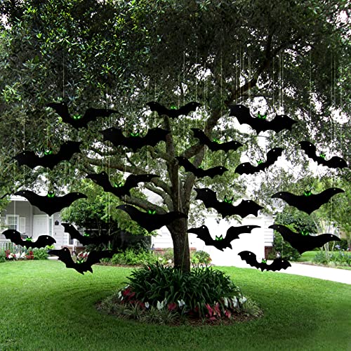 20Pcs Halloween Hanging Bats Decorations Outdoor - Plastic Flying Bats with Glowing Eyes for Front Door Yard Tree Halloween Hanging Decorations Outside 20Pcs Halloween Hanging Bats Decorations Outdoor - Plastic Flying Bats with Glowing Eyes for Front Door Yard Tree Halloween Hanging Decorations Outside