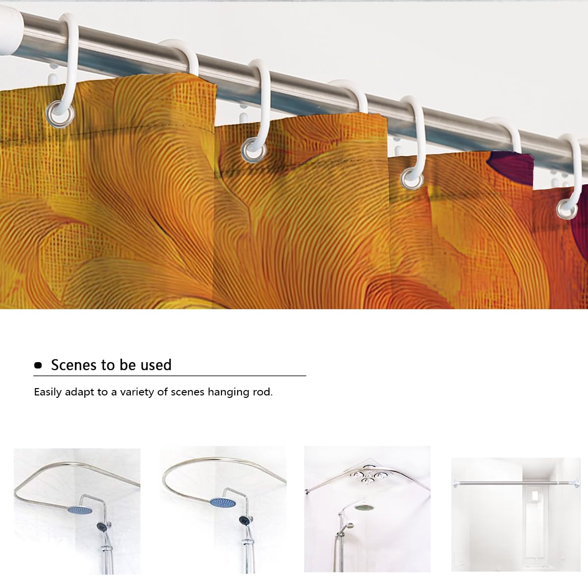 Cortina Ducha Hojas ombré abstractas Escena bañera W240xL180 cm