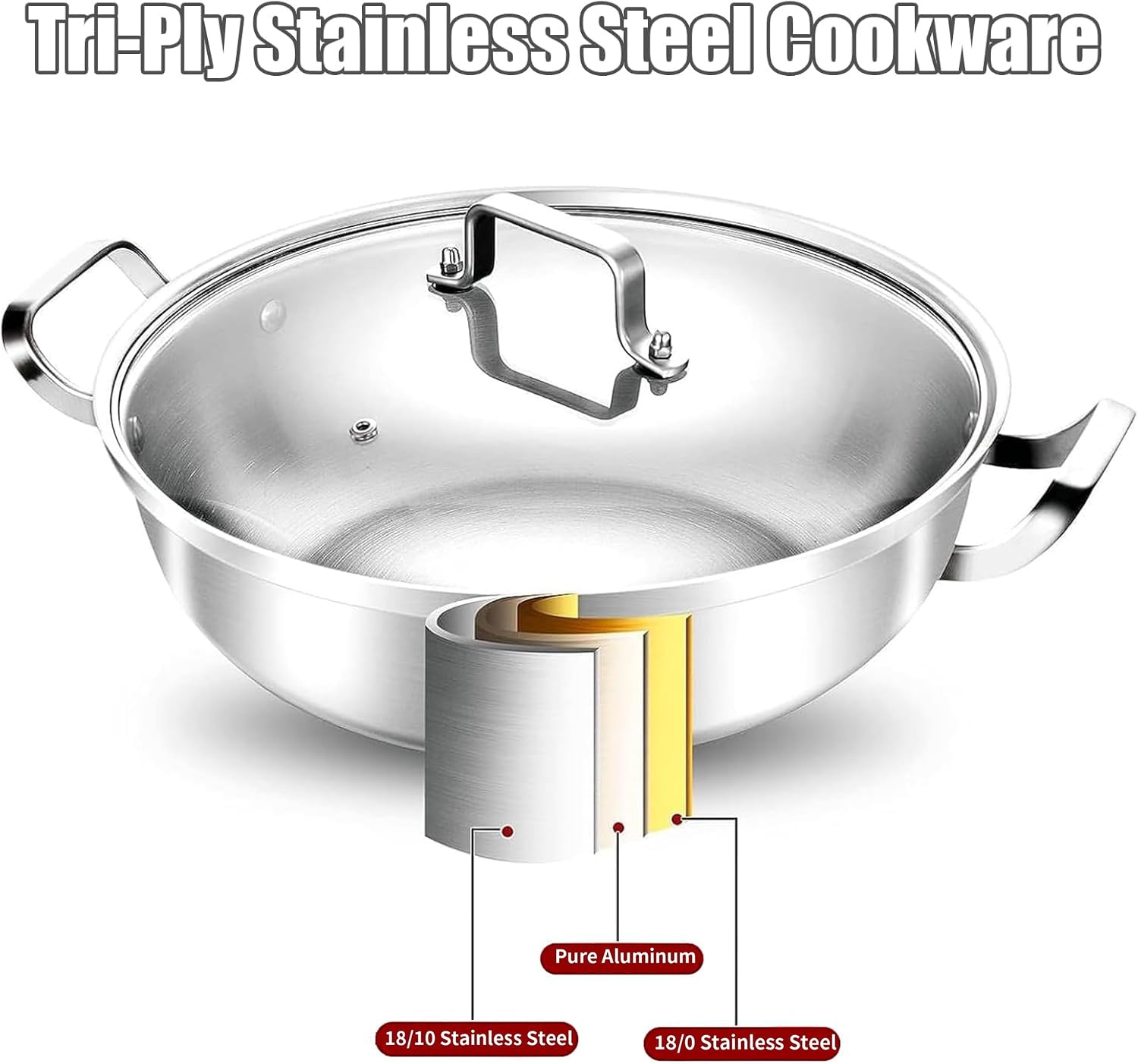 Cazuela acero inox 35cm robusta – Multicapa, lavavajillas seguro & capacidad para 10-12 – Listo para grandes reuniones