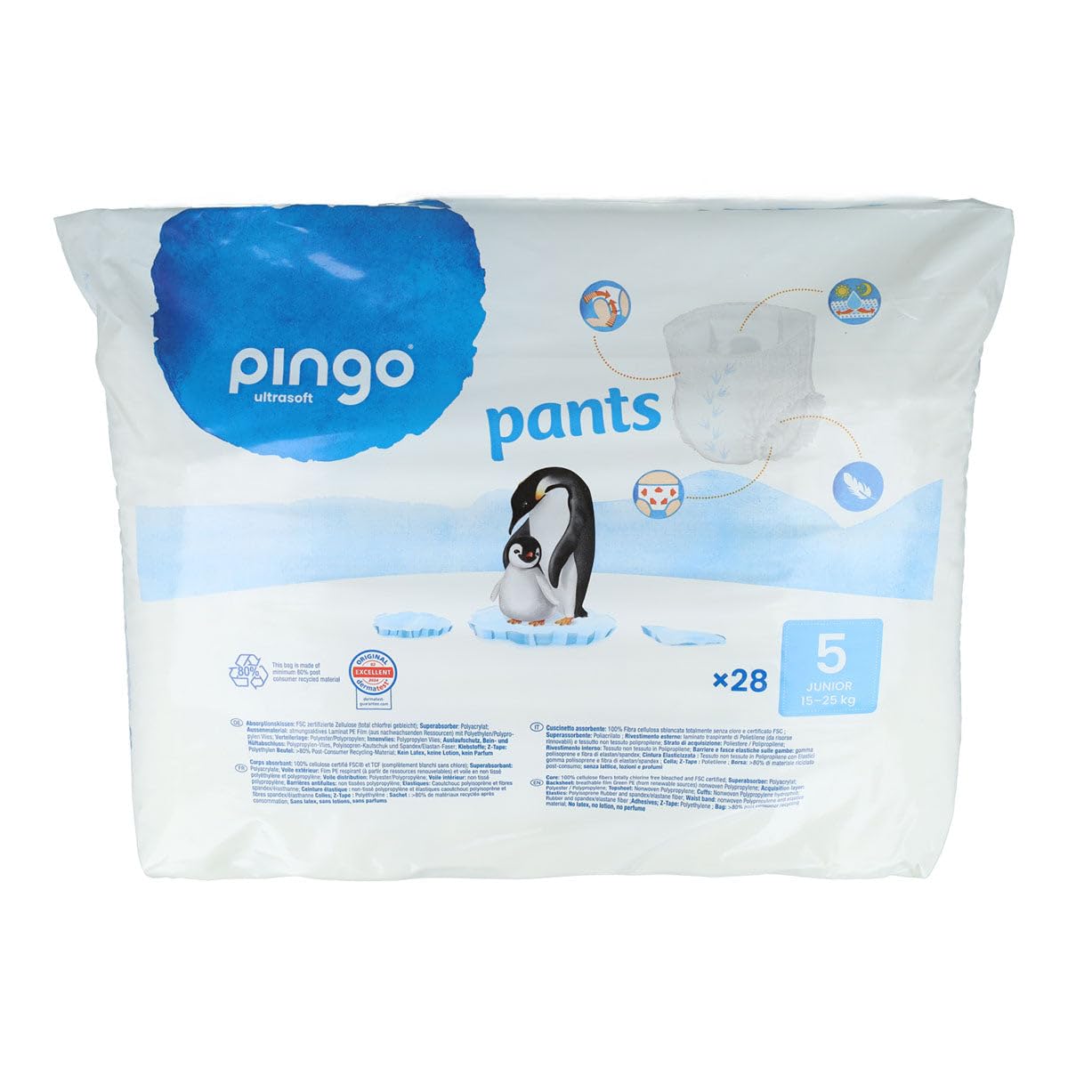 Pingo Swiss Bio Pants Nr.5 Junior 12-25 Kg - Die CO² neutrale Premiumwindel (28 ks)
