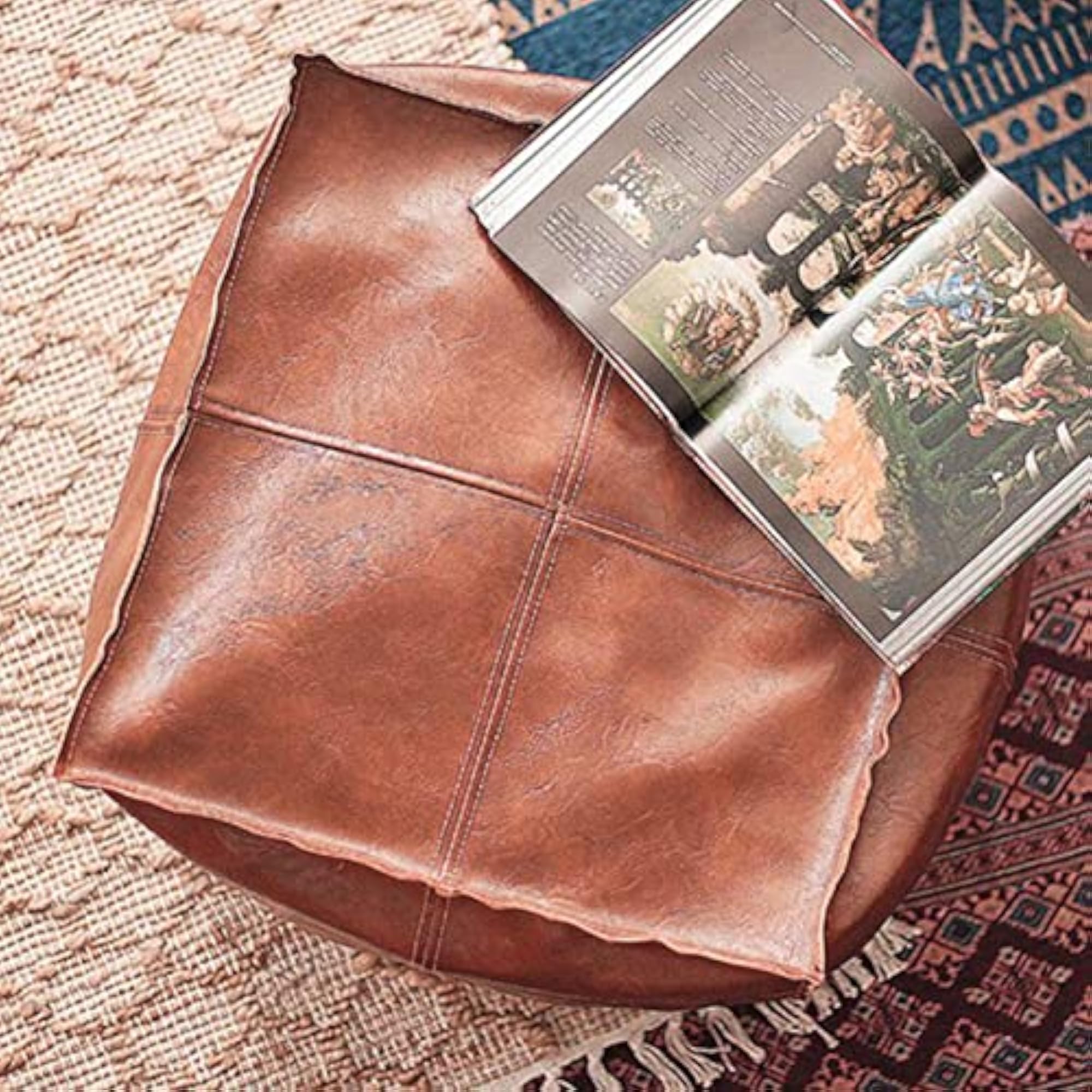 Handmade Moroccan Pouf Cover Storage Ottoman Cushion
