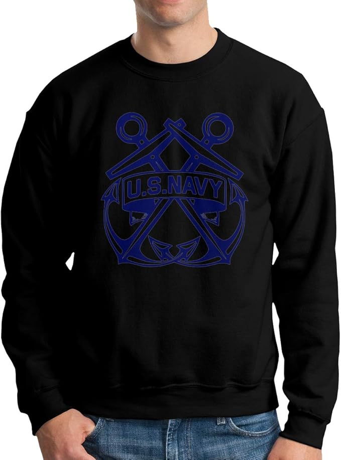 U.S. Navy Crossed Anchors In Blue Men's Crewneck Sweatshirt