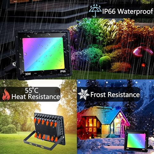 FTL-RGB-Flood-Light-Outdoor-30WColor-Changing-Floodlight-with-Remote-ControlDimmable-16-Colors4-ModesTimingIP66-Waterproof-Color-Changing-Landscape-Light-for-Party-Garden-US-3-Plug2-Pack