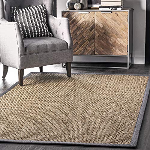 nuLOOM Hesse Checker Weave Seagrass Indoor/Outdoor Accent Rug, 3x4, Dark Grey