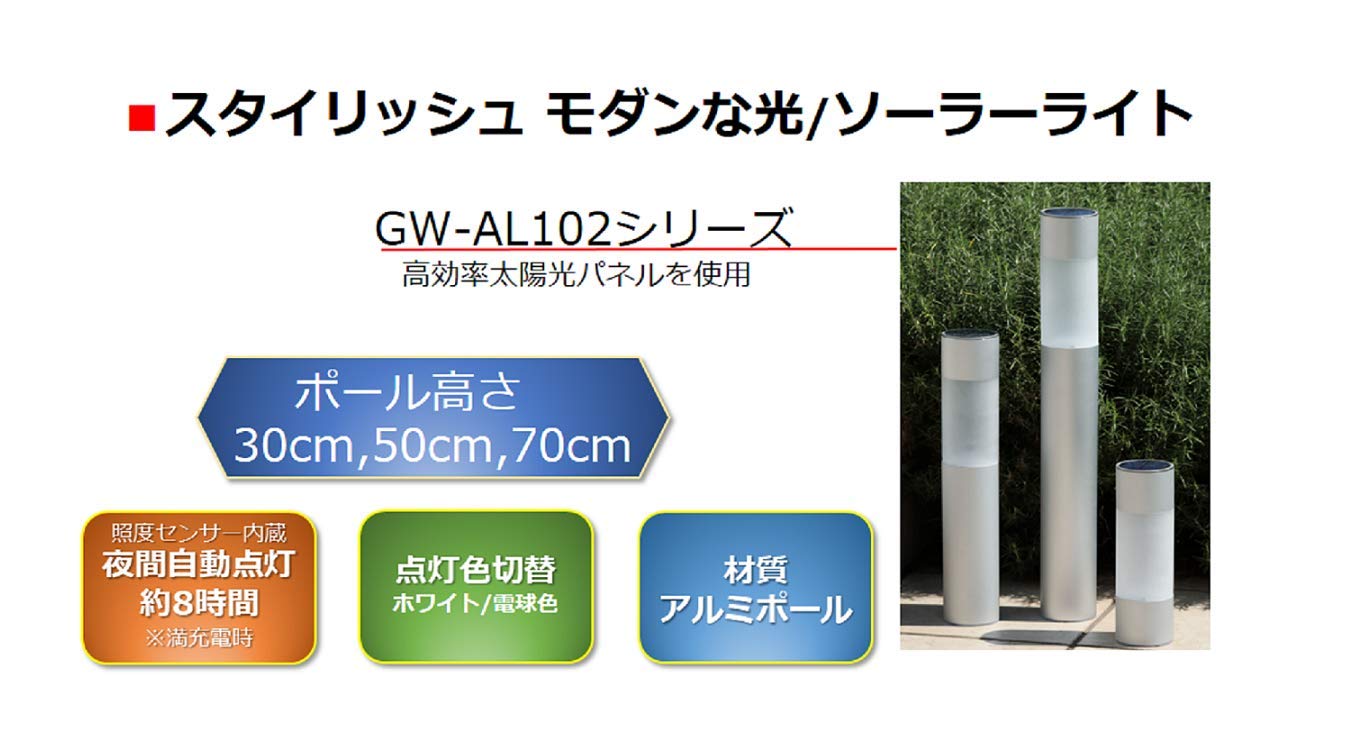Amazon.co.jp: GWSOLAR スタイリッシュ ソーラーライト 2個組 高