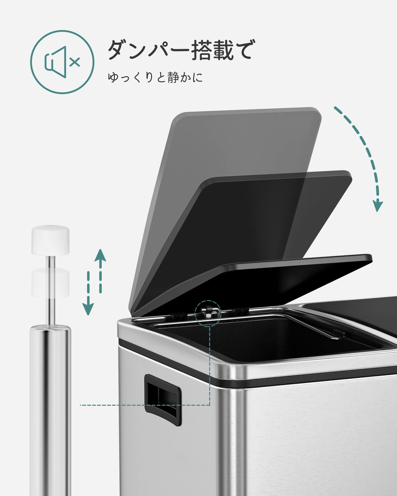 Amazon｜SONGMICS ゴミ箱 ダストボックス 2分別 2 x 15 L スチール