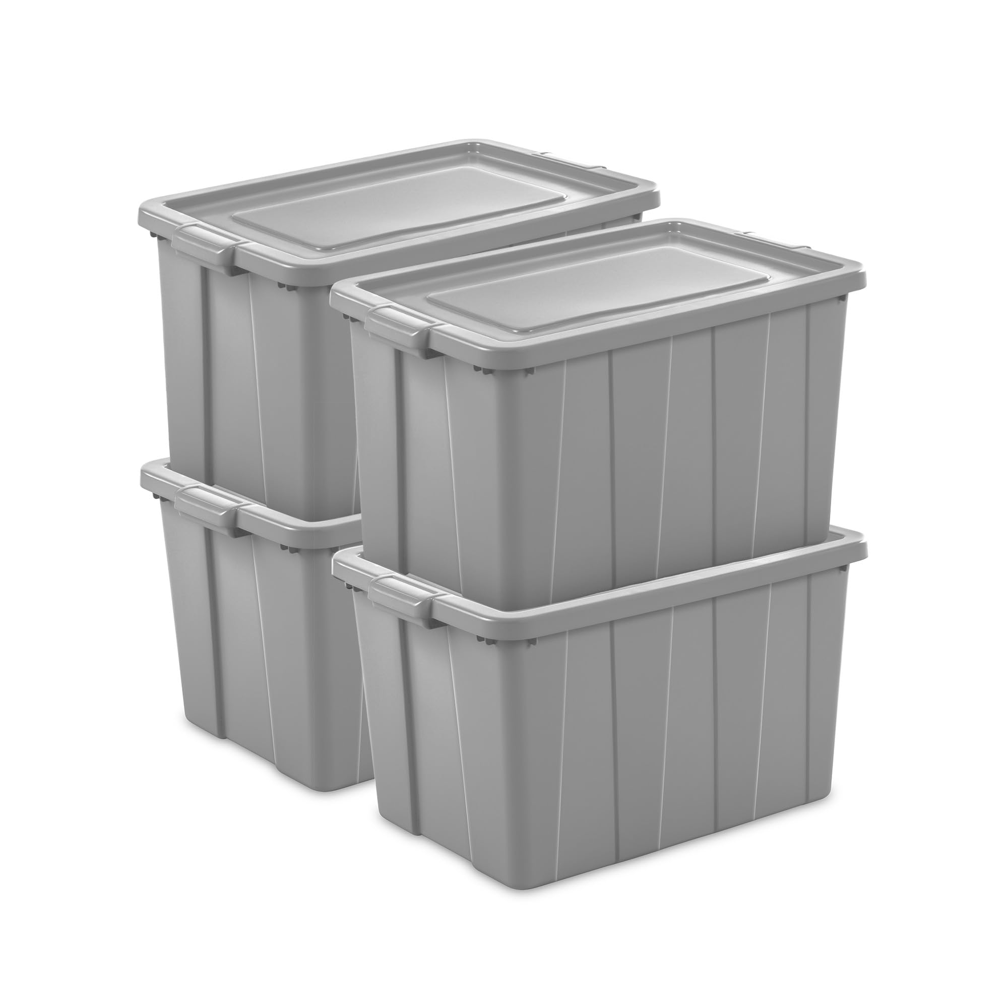 Sterilite 4 Pack Tuff1 Storage Tote, Stackable Plastic Bin with Lid, 30 Gallon