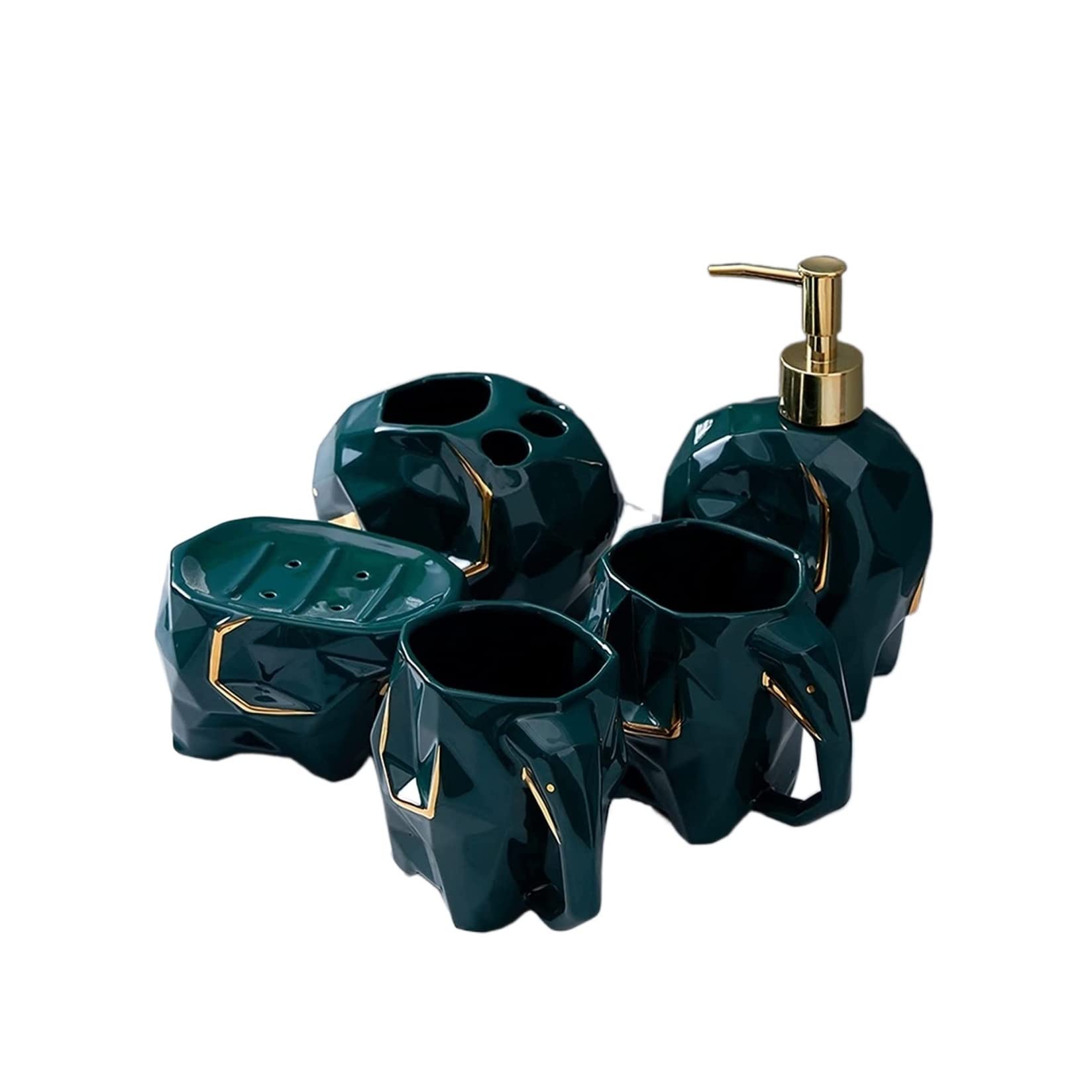 Dispenser di Sapone Accessori per Bagno Moderni Set di 5 Dispenser di Sapone, Bianco Rosa Verde in Ceramica per la casa, Hotel, Bagno, Cucina, Bagno, Noir