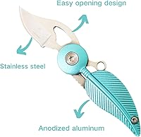 Vista 3 de Navaja de bolsillo para mujer con cadena, cuchillo de bolsillo pequeño, cuchillos geniales, cuchillos geniales, cuchillo Edc, mini cuchillo de Azul