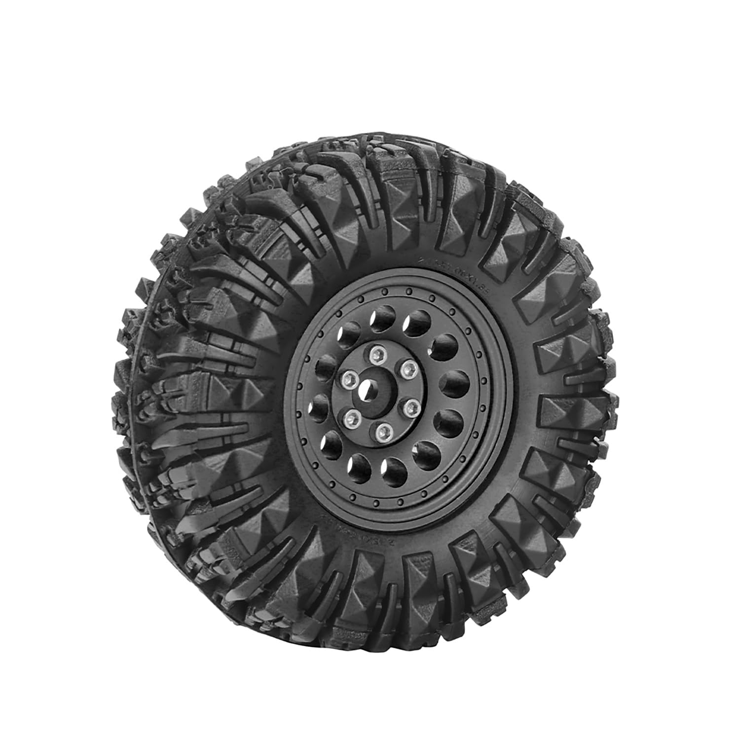 KINGCOO 4PCS 1.33" Aluminum Alloy Beadlock Wheel Rims All-Terrain Tyre 70mm Rubber Tires Set including 5mm & 7mm Hex for 1/12 1/14 1/18 1/24 RC Rock Crawler Car Upgrade Parts (A-Black) - Image 4