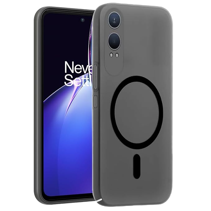 SHINESTAR Back Cover for OnePlus Nord CE 4 Lite 5G Frosted Semi-Transparent Slim Case Only Compatible with Wireless Magnetic Accessories Hard Back, Matte Finish Black