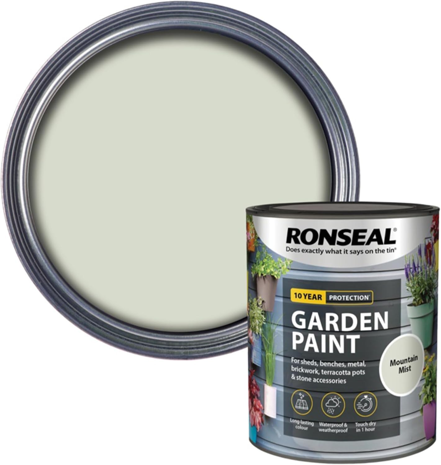 DUAYRA Garden Paint 750ml | Quick Drying Long Lasting Matt Finish | Multi-Surface Exterior Paints | For Wood, Brickwork, Bench, Stone & Metal | Outdoor Garden Fence Tough Protection (Mountain Mist)