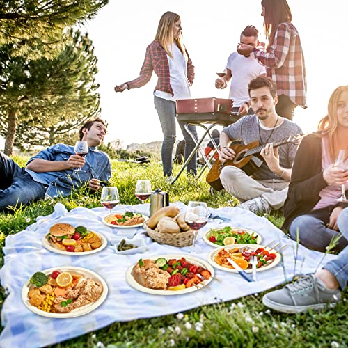 Vplus 100% Compostable Oval Paper Plates 10 Inch 125 Pack Super Strong Disposable Paper Plates Bagasse Natural Biodegradable Eco-Friendly Sugarcane Plates For Bbq, Party, Gathering, And Picnic #TOP6