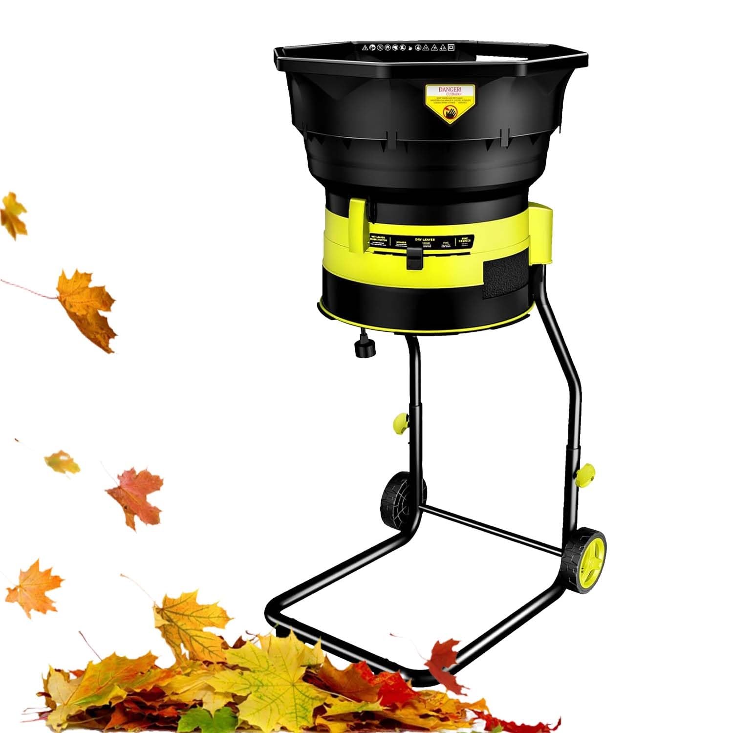 Biotrituradora De Hojas 2500W Con Ruedas Y Bolsa, Trituradora Eléctrica Jardín 8000 RPM, Compostador Seguro Bladeless, Reducción 17:1 Para Desechos(Powercordx50m)