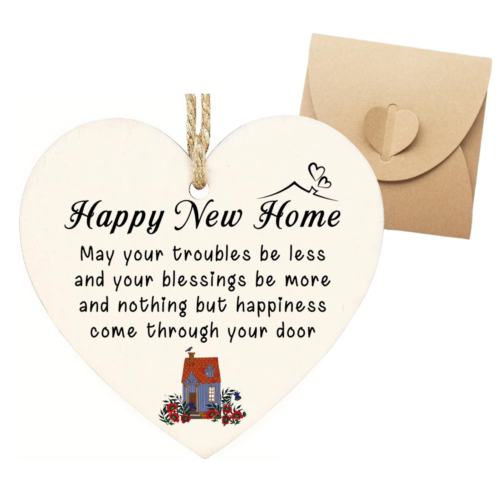 New Home Gifts - Heart Shaped Wooden Keepsake Box with Kraft Paper Packaging | Housewarming Gifts for Couple, New Home Gift Ideas for House Warming