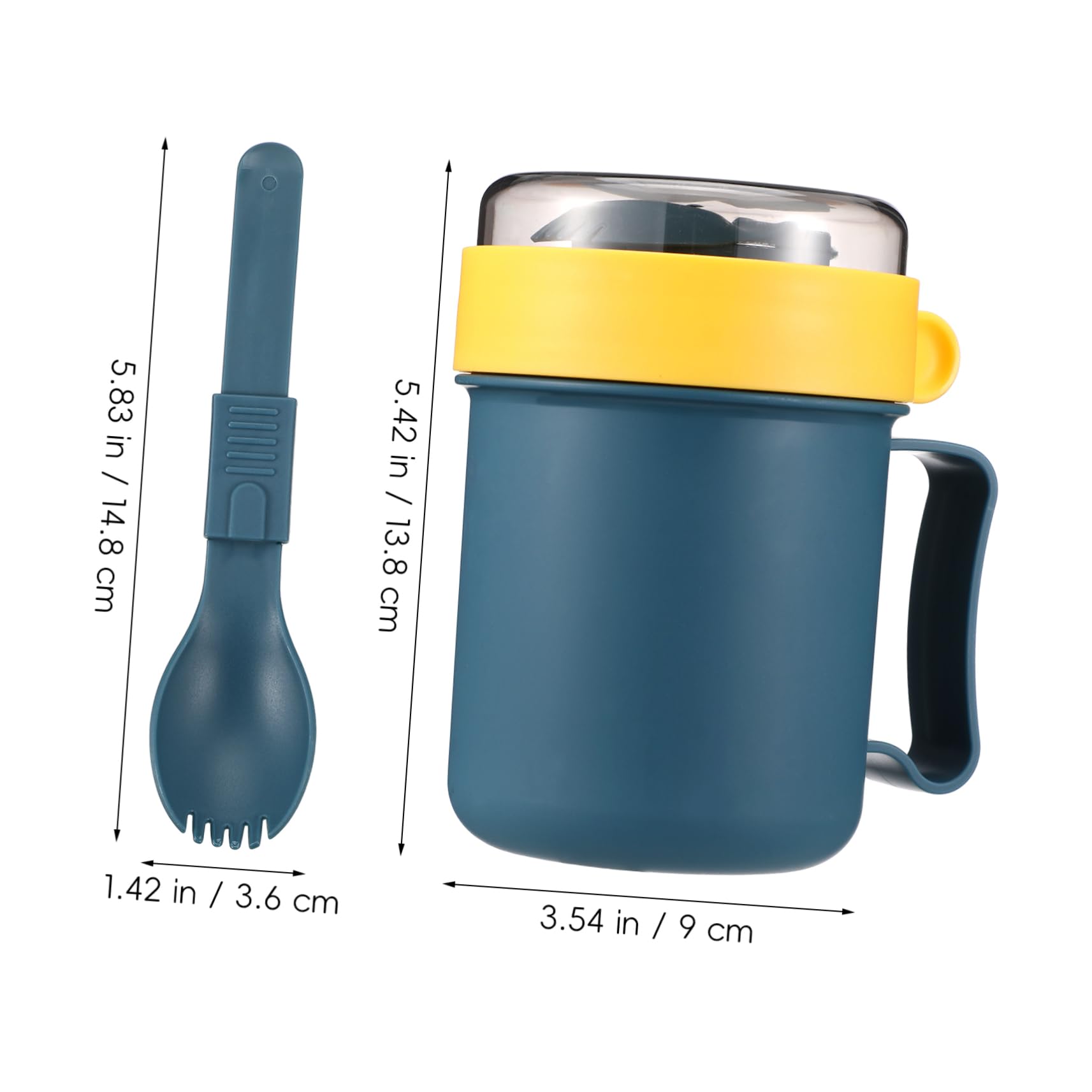 MUCKLILY 1Pc Portable Cereal Cup with Lid Microwave Safe Breakfast Soup Cup Capacity Non Slip Handle for Home Office and Travel Use Design