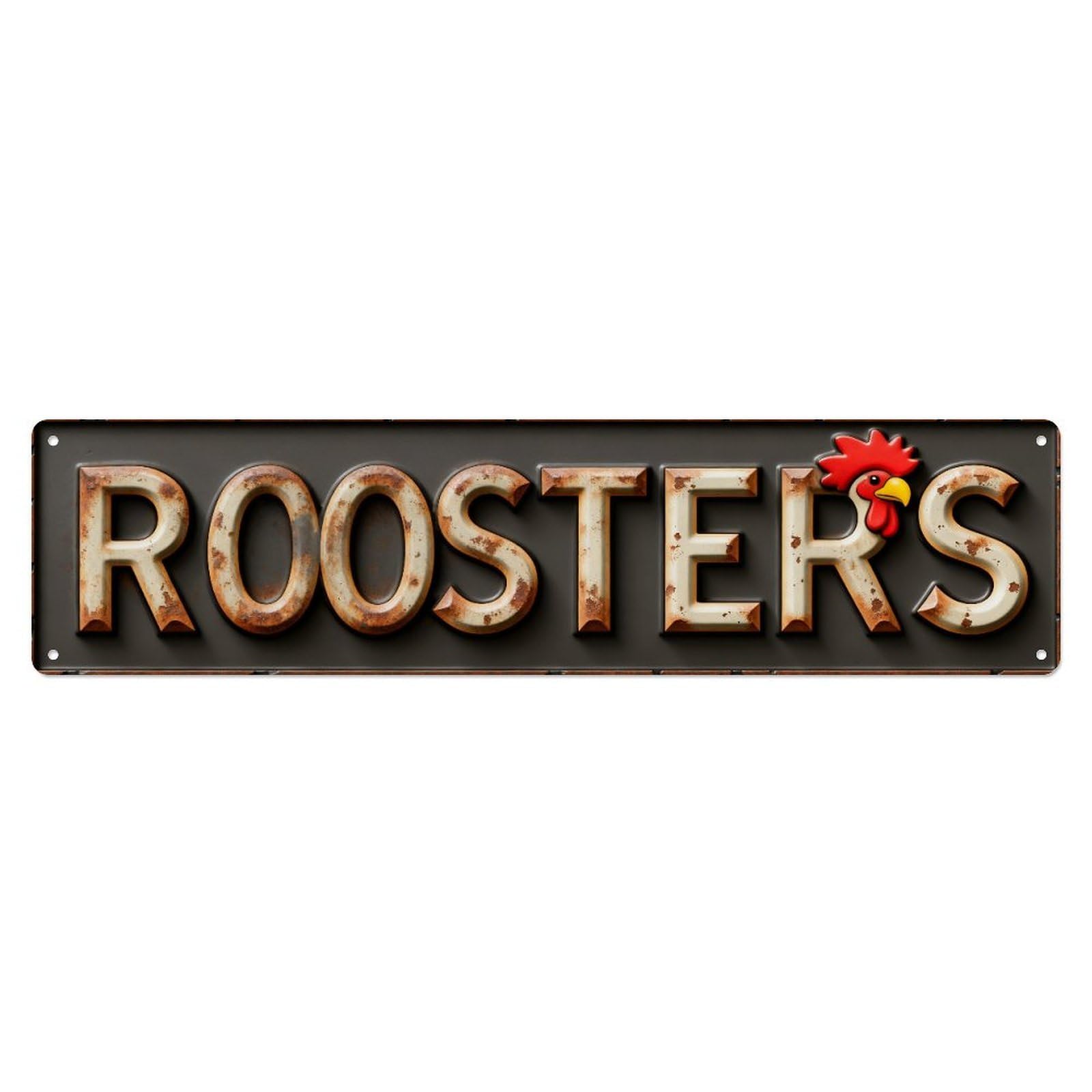 Rusty Metal Text Design With Red Gear Tin Sign Vintage Metal Sign Home Bar Garden Indoor & Outdoor Wall Decor Retro Metal Poster 4x16 Inch