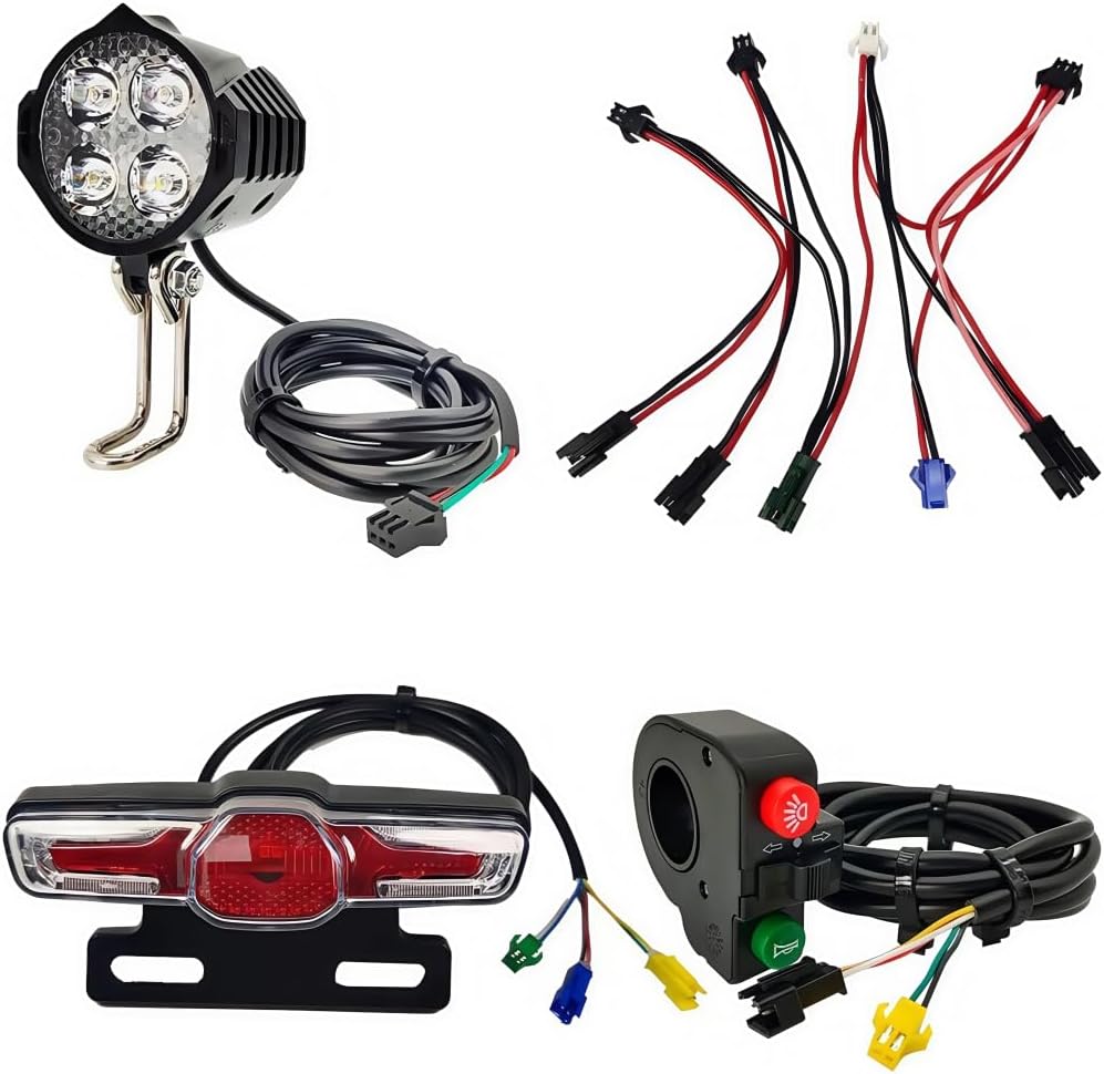 Electric Bicycle Front Light Rear Light Turn Signal Brake Light Set, Universal, 24V 36V 48V 52V Compatible