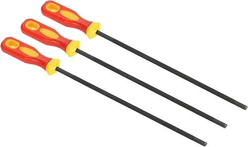 PATIKIL Lima afiladora de cadena de motosierra, paquete de 3 afiladores de sierra de cadena redonda de 732 pulgadas (0.217 in) con mango de plástico