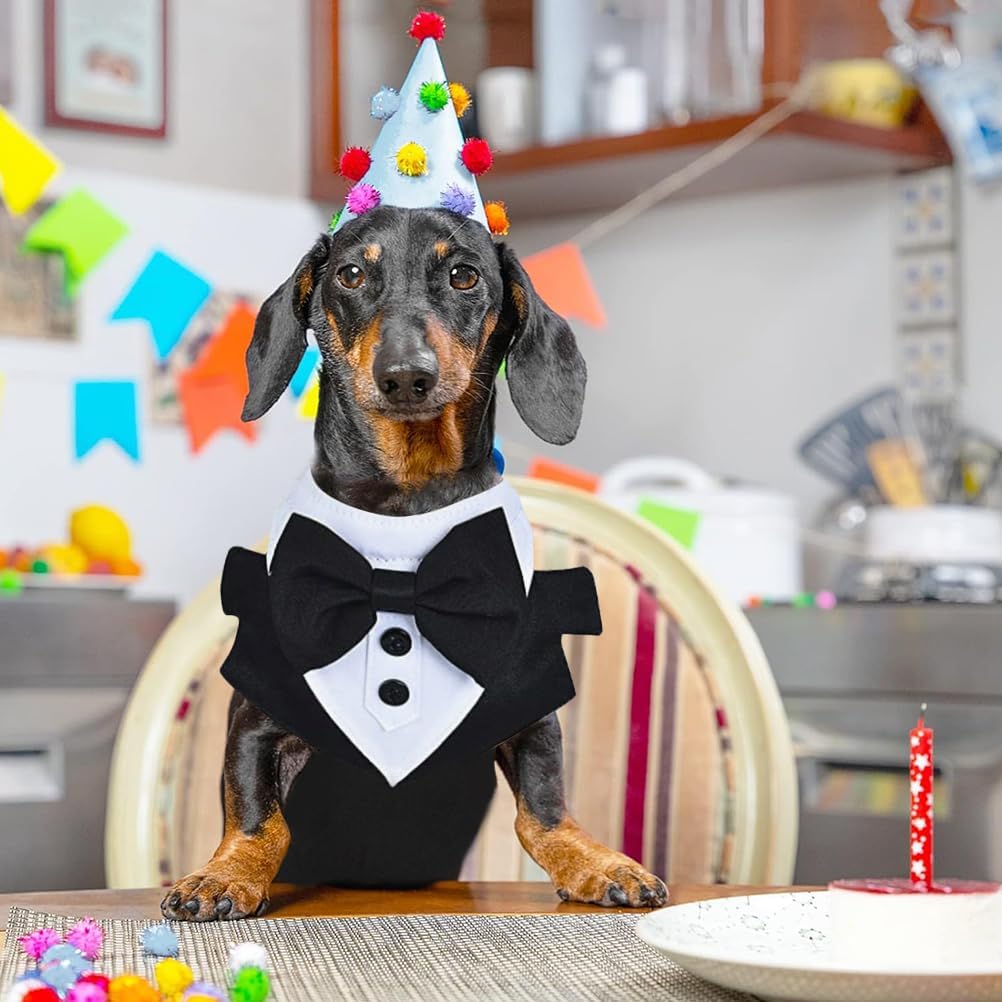 Stylish Dog Tuxedo Suit - Formal Shirt with Bow Tie & Adjustable Chest Strap for Medium Dogs - Perfect for Weddings & Parties - Image 3