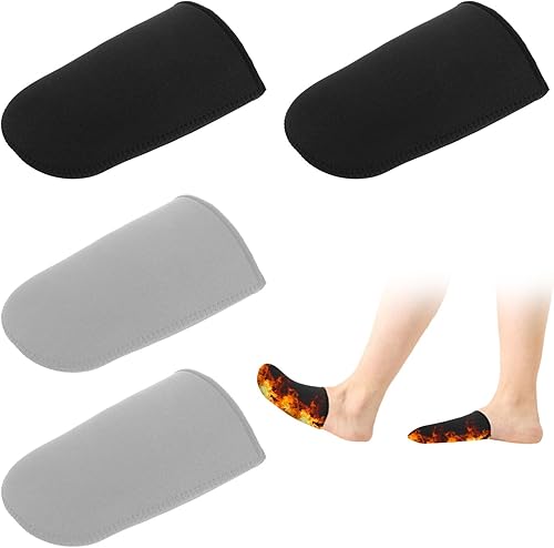2 pares de calentadores de dedos, botas de neopreno para dedos de los pies, calcetines cálidos negros y grises, calcetines cálidos reutilizables,