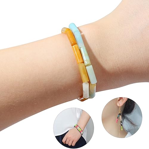 Miniatura 7 de Cuentas de tubo de amazonita natural de 0.512 x 0.157 in, 30 cuentas rectangulares sueltas de semi piedras preciosas para diseño de joyería