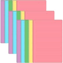 3-Pack Unpunched 5 Colorful Line Paper - 300 Sheets/600 Pages Loose Leaf Paper Line Refills, Per Color 60 Sheets, 5.8" x 8.5"