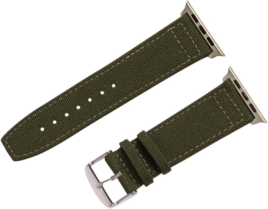 Clockwork Synergy- Cordura Compatible with Apple Watch Band 42mm,Genuine Leather Band Replacement Strap Compatible with Apple Watch Series