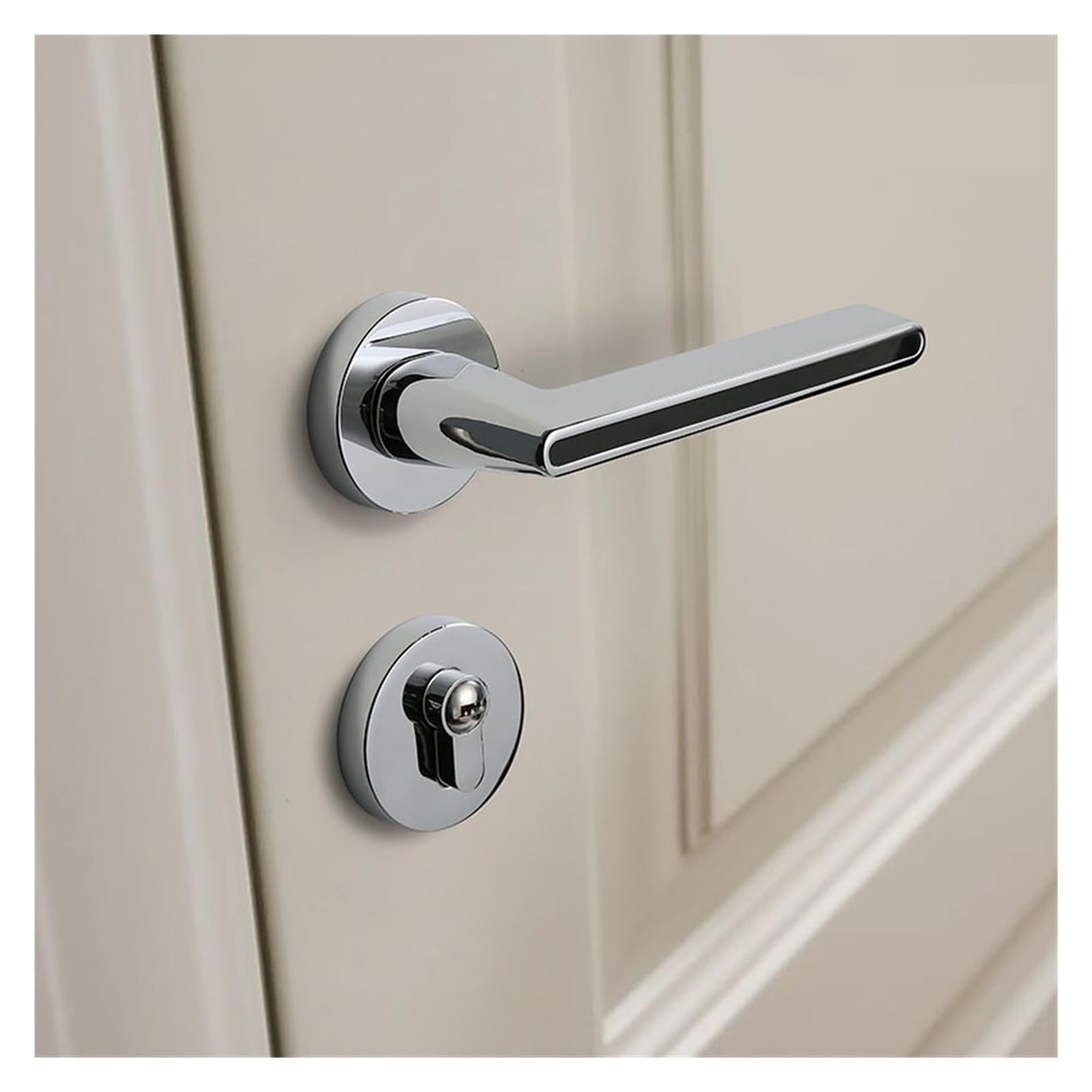 NYRXRYTCA Door Lock Household Lock core Door Handle Bedroom Door Indoor Wooden Door Bathroom Silent Mechanical Lock(Silver,Type A-Silent lock)