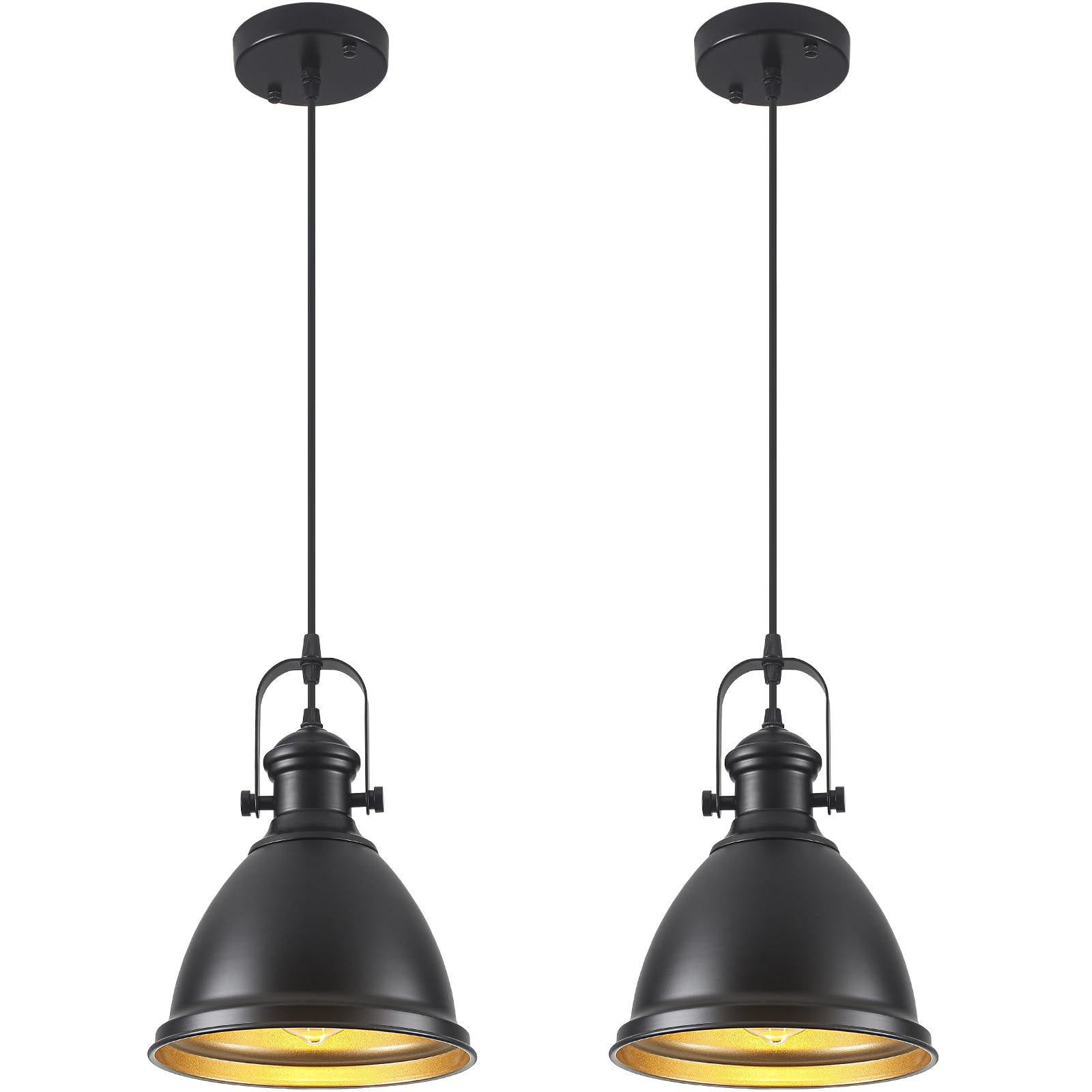 farmhouse pendant lights kitchen island, 8.6 inches matte black pendant light fixtures, industrial kitchen pendant lighting, modern hanging light fixture for kitchen sink dining room, 2 pack