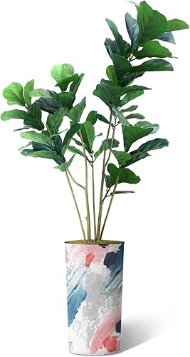 Miniatura 1 de Árbol artificial en maceta moderna, árbol de seda falso Ficus Lyrata para decoración del hogar en interiores y exteriores, altura total 66 pulgadas